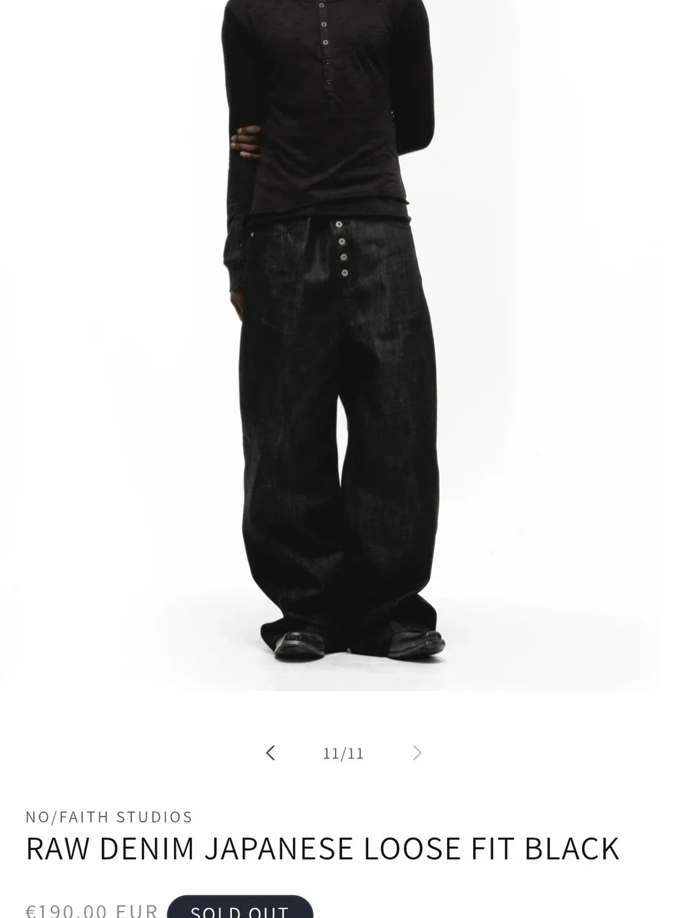 No/Faith Studios RAW DENIM JAPANESE LOOSE FIT BLACK